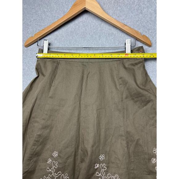 VTG SYLV!A Womens Midi Flare Skirt M Cotton Embroidered Boho Flowy Cottage core - Picture 8 of 11